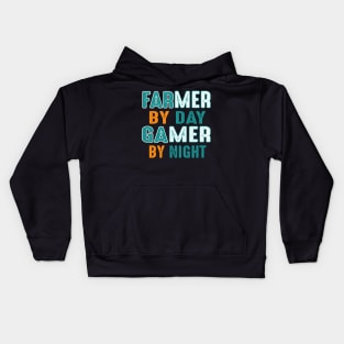farmer by day gamer by night Kids Hoodie